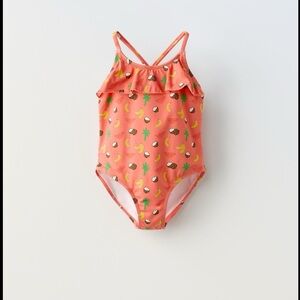 ZARA 2-6 YEARS/ RUFFLED BEACH MOTIF SWIMSUIT.NWT